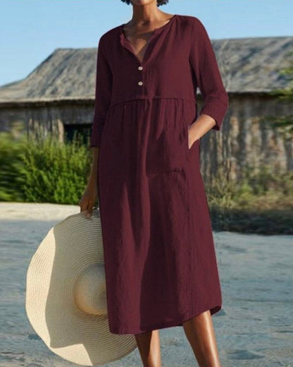 Kleid Mit Halben Ärmeltaschen