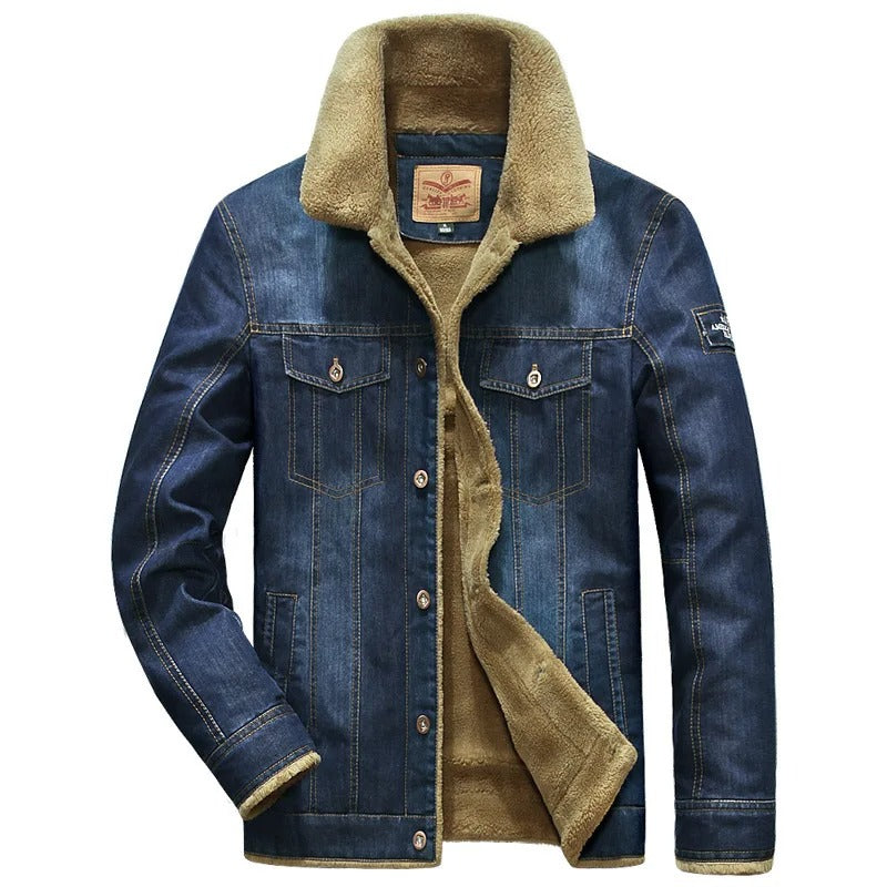 Mateo - Warme Windbreaker-Denim-Jacke Mit Fleece-Innenseite