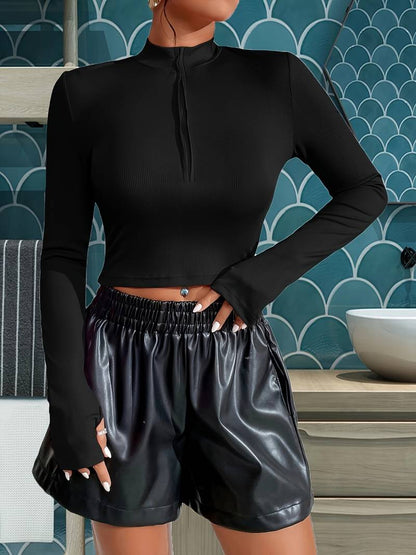 Mari - Langärmliges Cropped Top für Damen