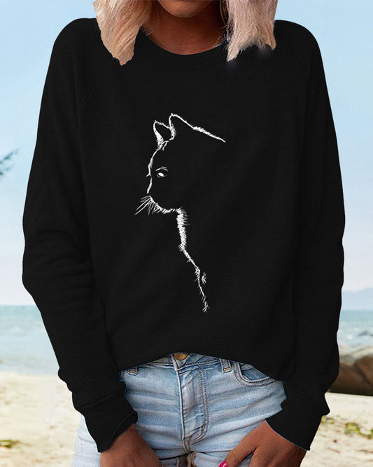 Sweatshirt Mit Katzen-Print