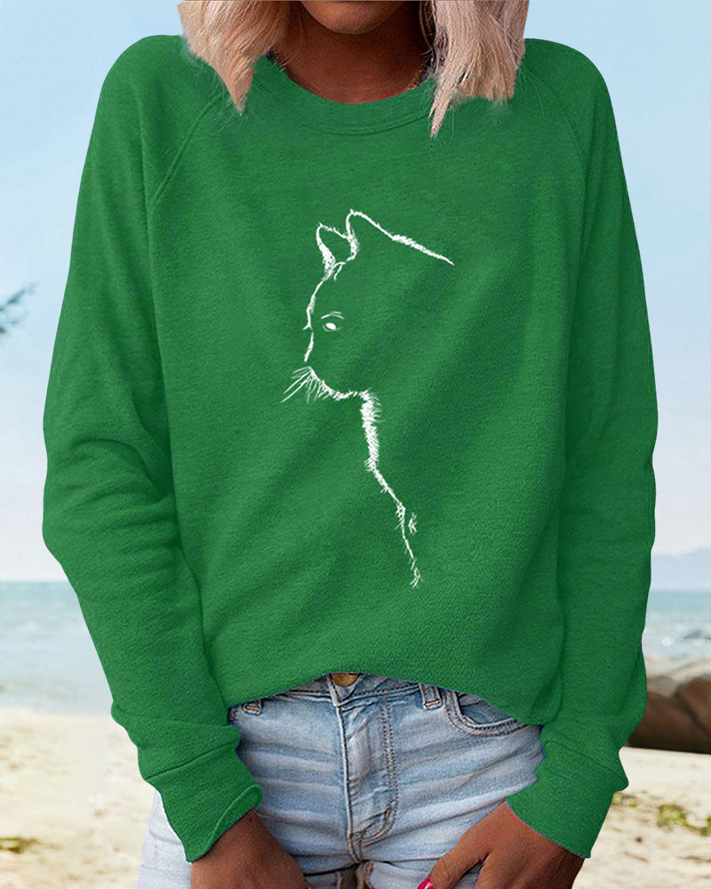 Sweatshirt Mit Katzen-Print