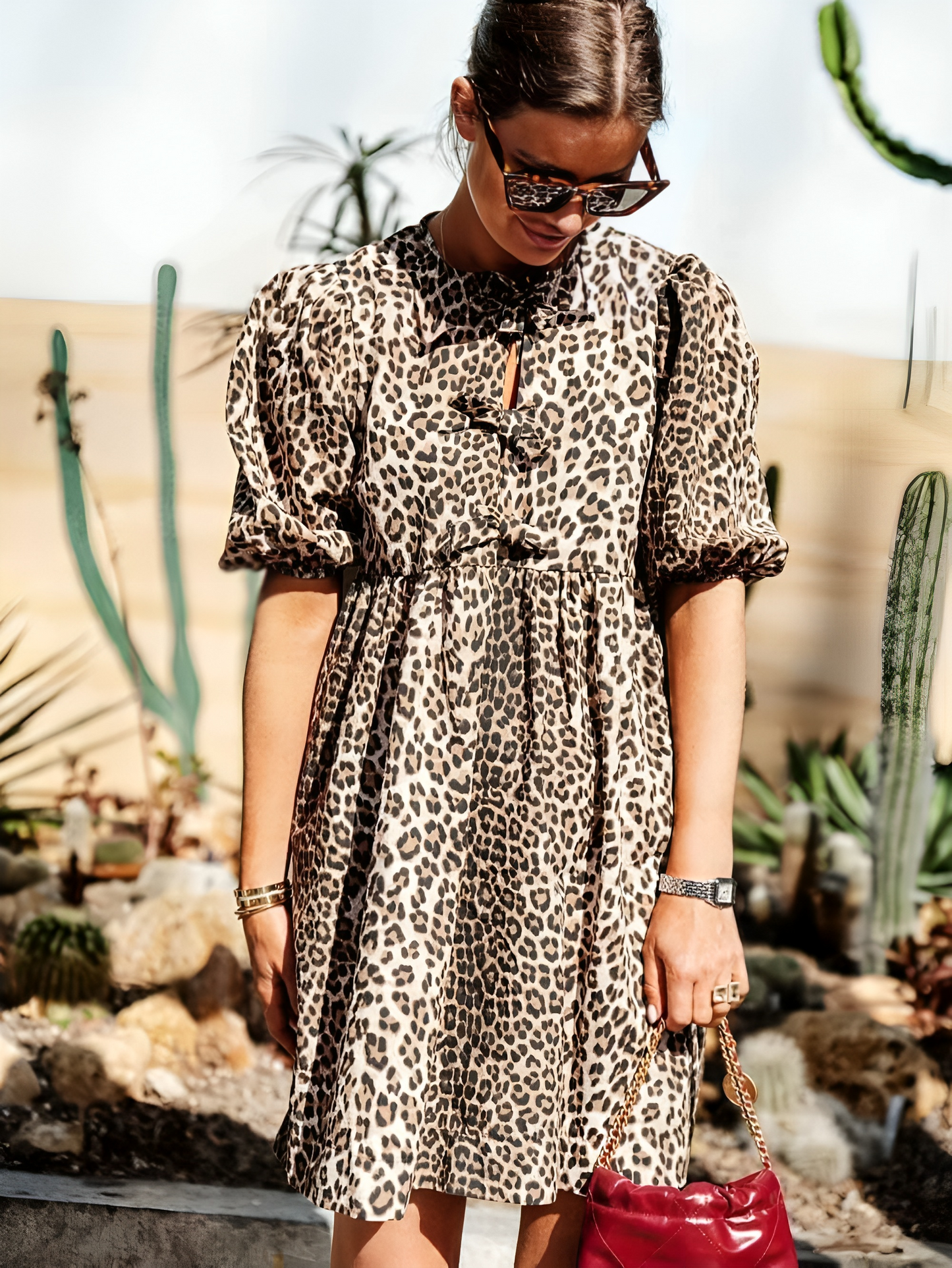 Evelyn - Damen-Kleid mit Leopardenmuster