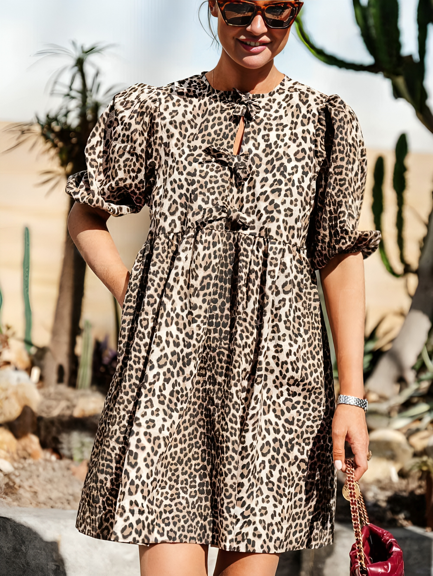 Evelyn - Damen-Kleid mit Leopardenmuster