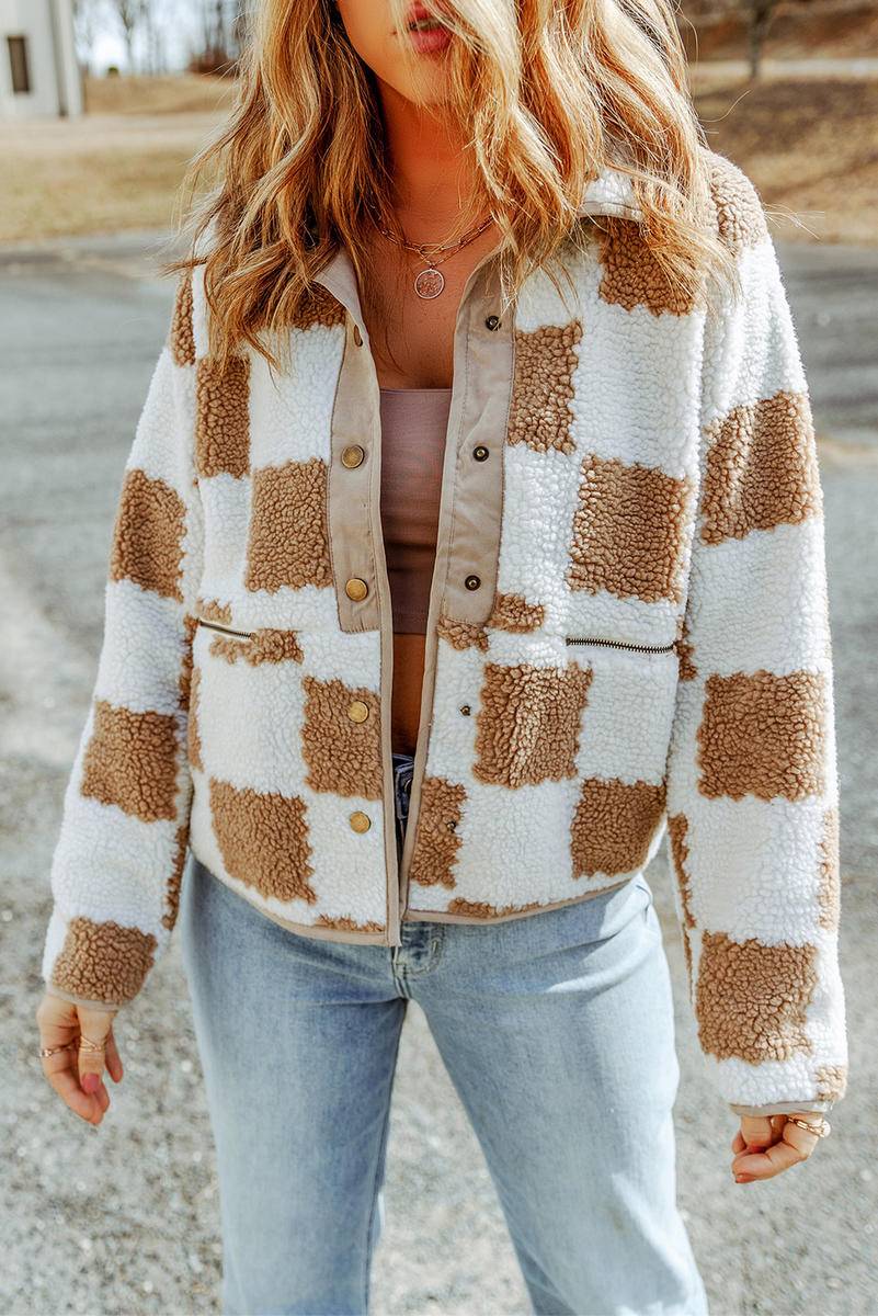 Aden | Karierte Pelzjacke