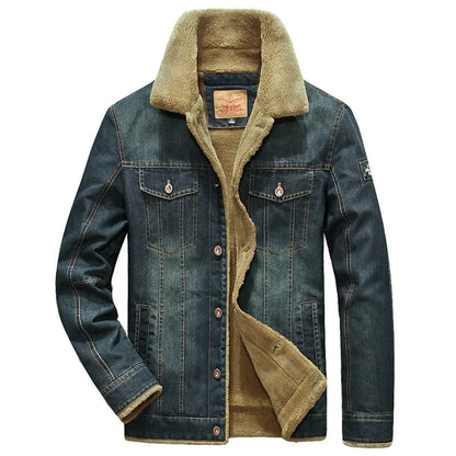 Mateo - Warme Windbreaker-Denim-Jacke Mit Fleece-Innenseite