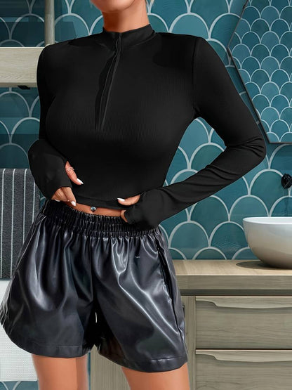 Mari - Langärmliges Cropped Top für Damen