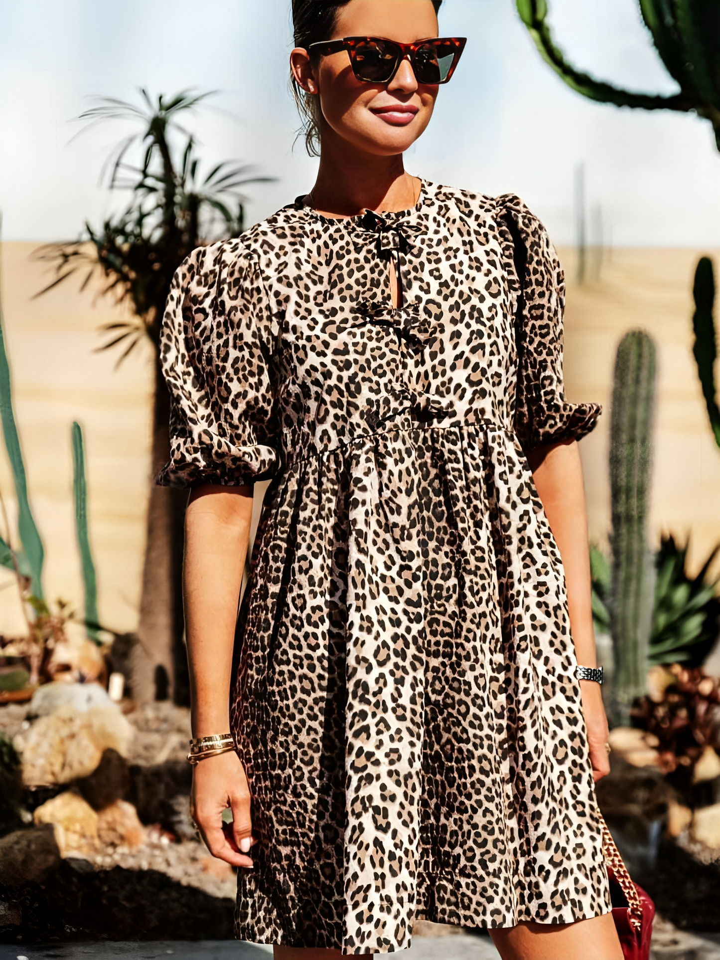 Evelyn - Damen-Kleid mit Leopardenmuster