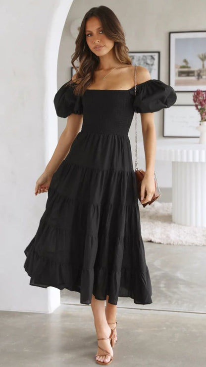 Tamsin - Damen Midikleid mit Puffärmeln